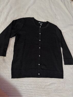 Black Button-Front Sweater Cardigan